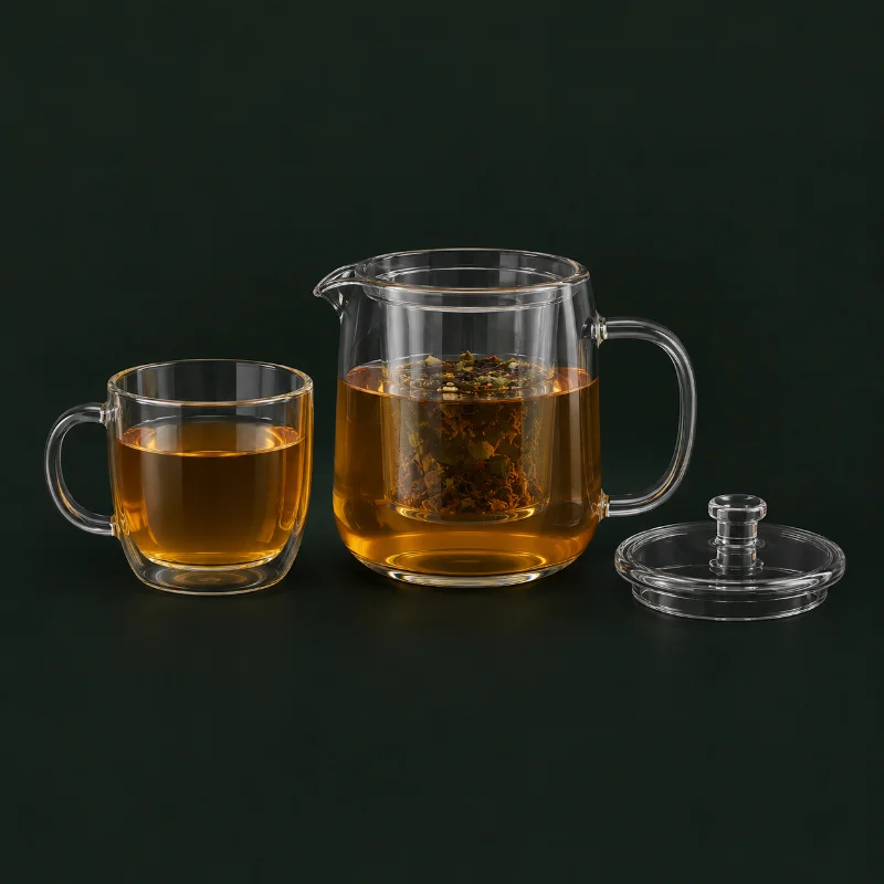Tisanière en verre avec infuseur (illustration)